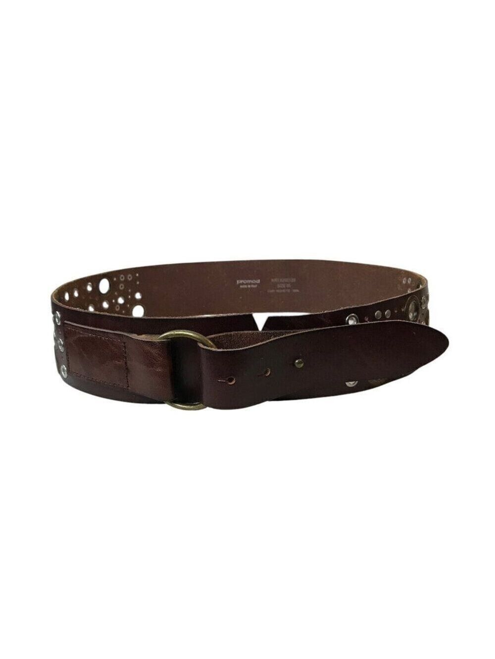 Promod  85 Brown Leather Accent Belt Made In Italy Size S
